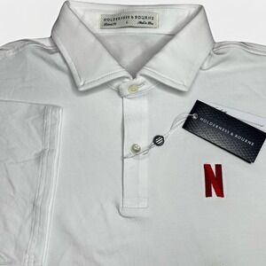 Holderness & Bourne Scott Polo Shirt Mens Large White Netflix Nebraska Golf Cup